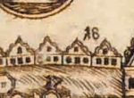 Tzw. Domy książęce, fragment panoramy z planu Frschmanna, po 1720 r.